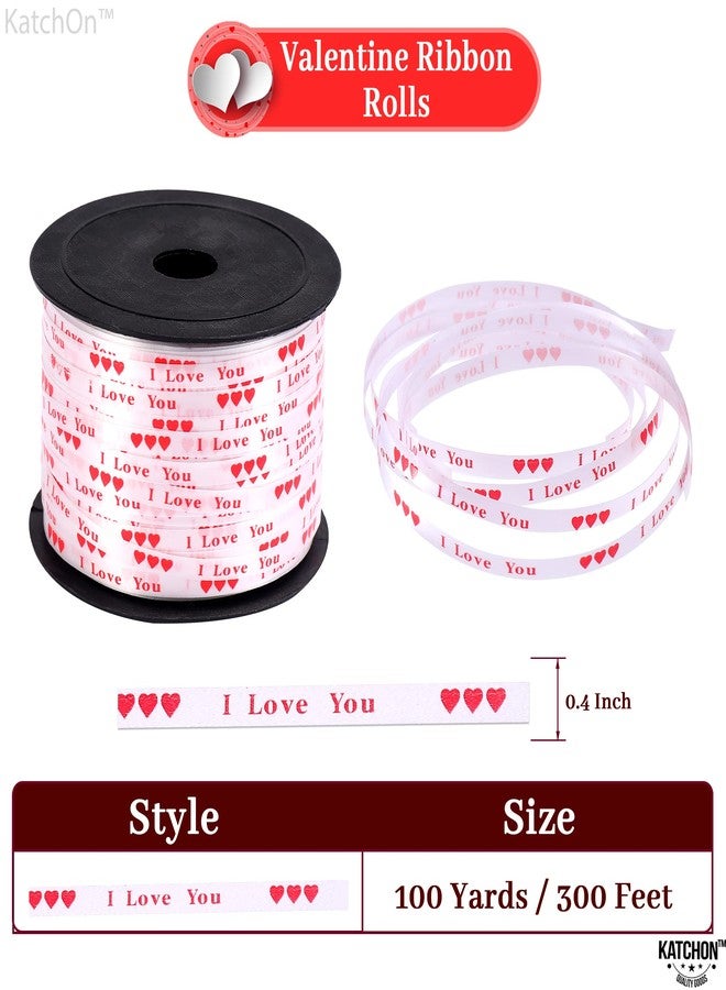 KatchOn, Red Valentines Day Ribbon -100 Yards | Red I Love You Ribbon for Valentines Day Decorations | Red Heart Ribbons for Crafts, Valentines Ribbons for Crafts | Valentines Day Gift Ribbons - Image 2